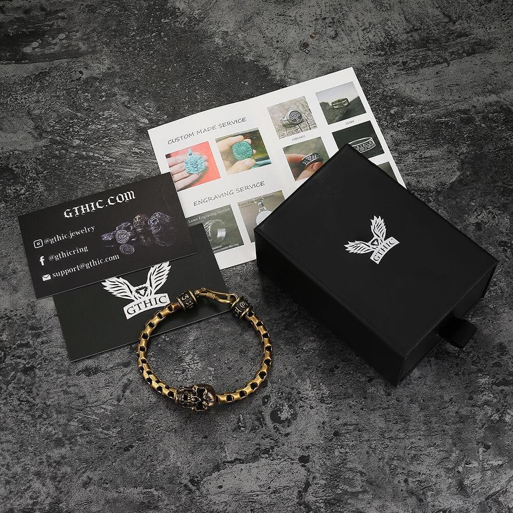 Skull Brass Box Chain Bracelet