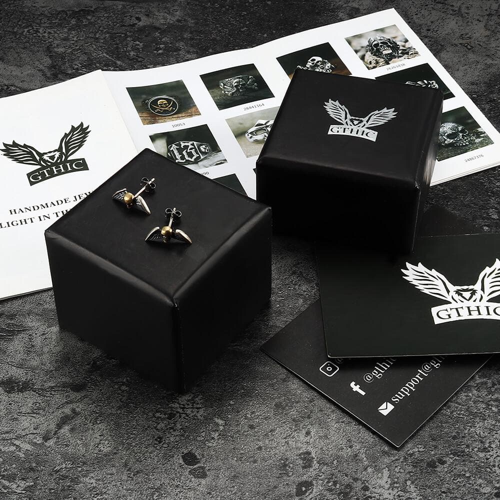 Skull Wings Sterling Silver Stud Earrings