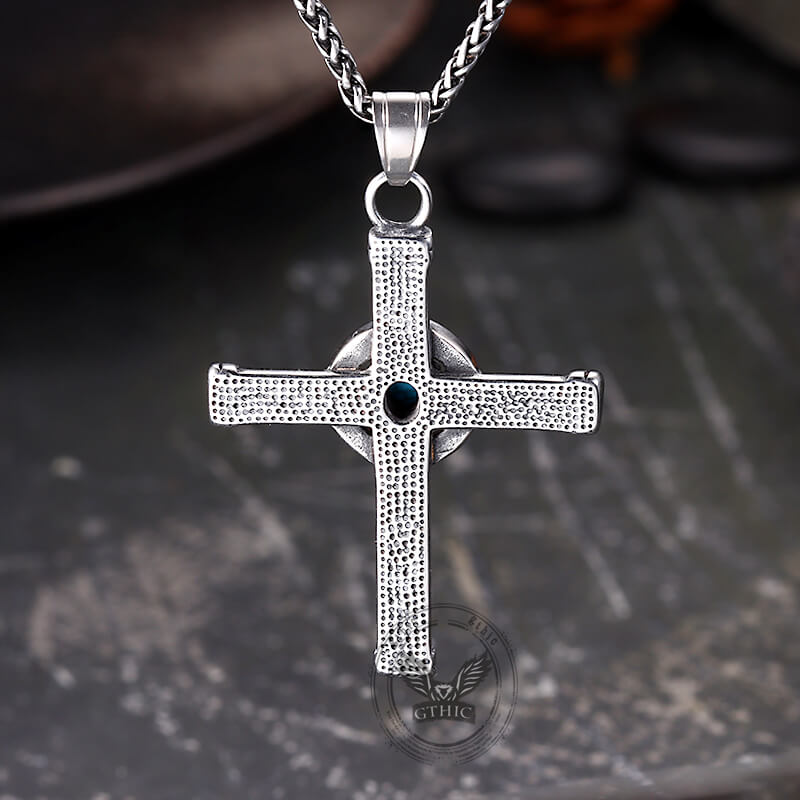 Turquoise Cross Stainless Steel Pendant
