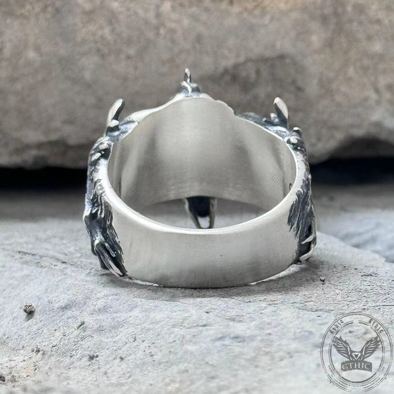 Wendigo Skull Sterling Silver Ring