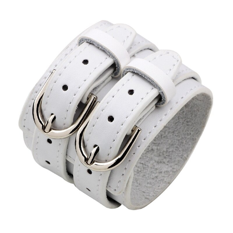 Wide Belt Genuine Leather Charm Bracelet / Alternative Rock Accessories