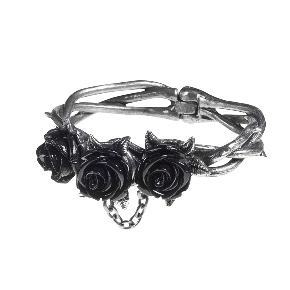 Wild Black Rose Bracelet With Thorny Vine Design