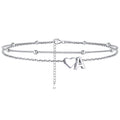 Sterling Silver Initial Heart Layered Anklet for