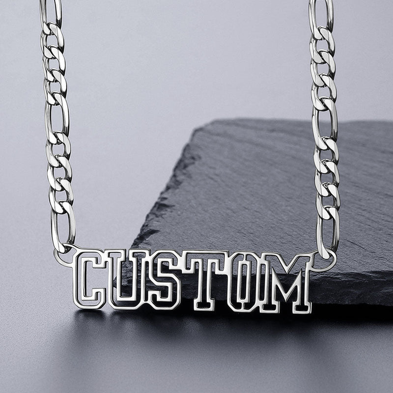 Personalised Nameplate Figaro Chain Necklace for