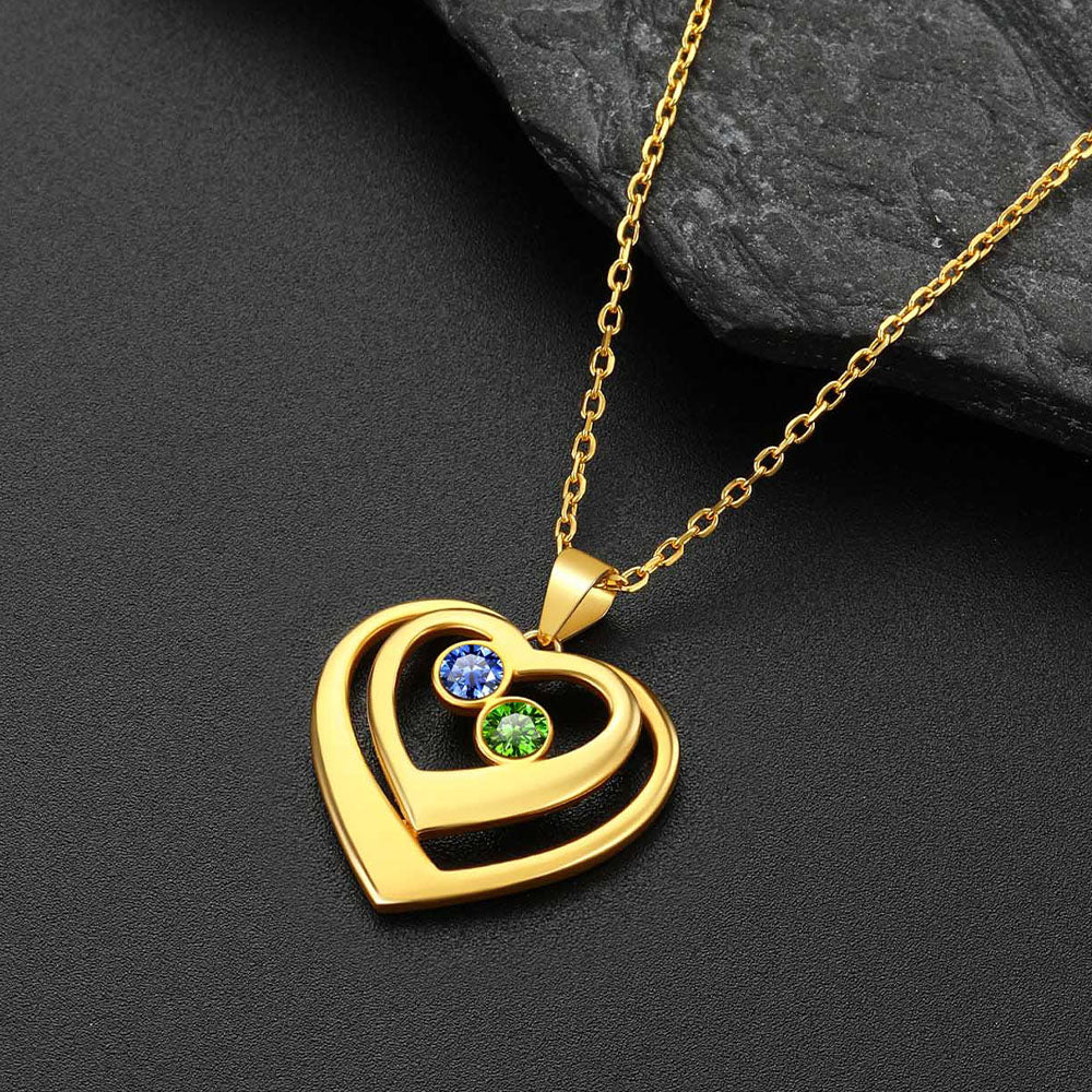 Personalized Sterling Silver Birthstone Heart Necklace
