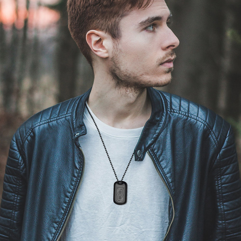Engraved Baseball Jersey Number Dog Tag Necklace for Athletes, Stainless Steel Sports Jewelry