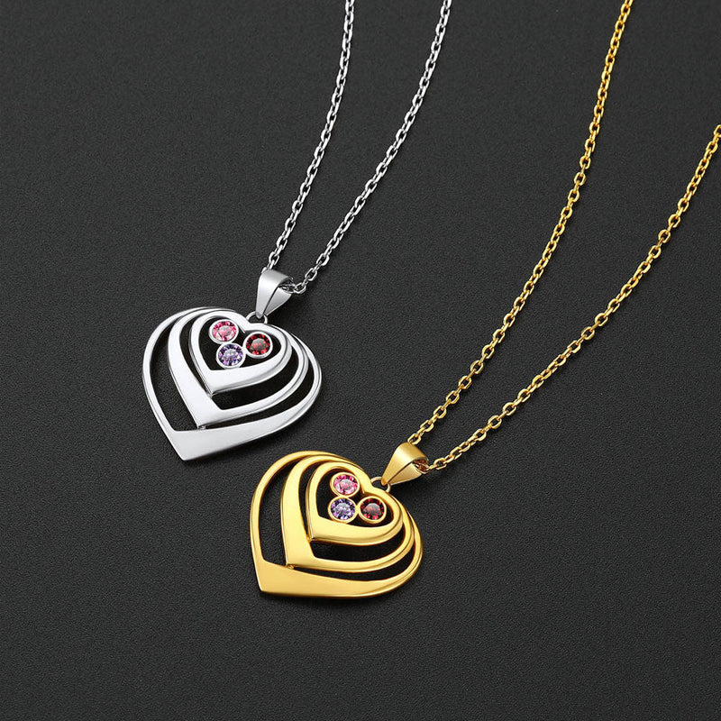 Personalized Sterling Silver Birthstone Heart Necklace