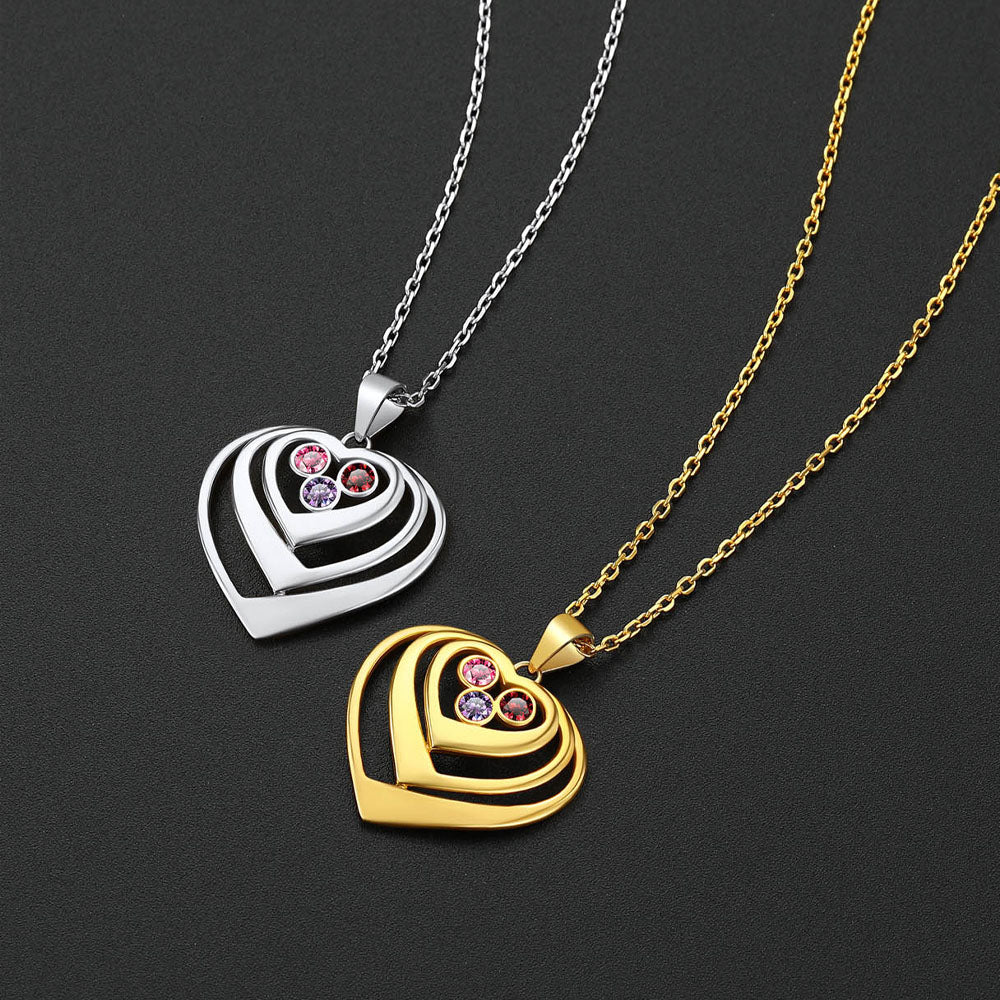 Personalized Sterling Silver Birthstone Heart Necklace
