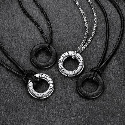 Norse Viking Rune Circle Chain Necklace for