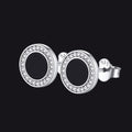 Black Onyx Diamond Stud Earrings for Sterling Silver