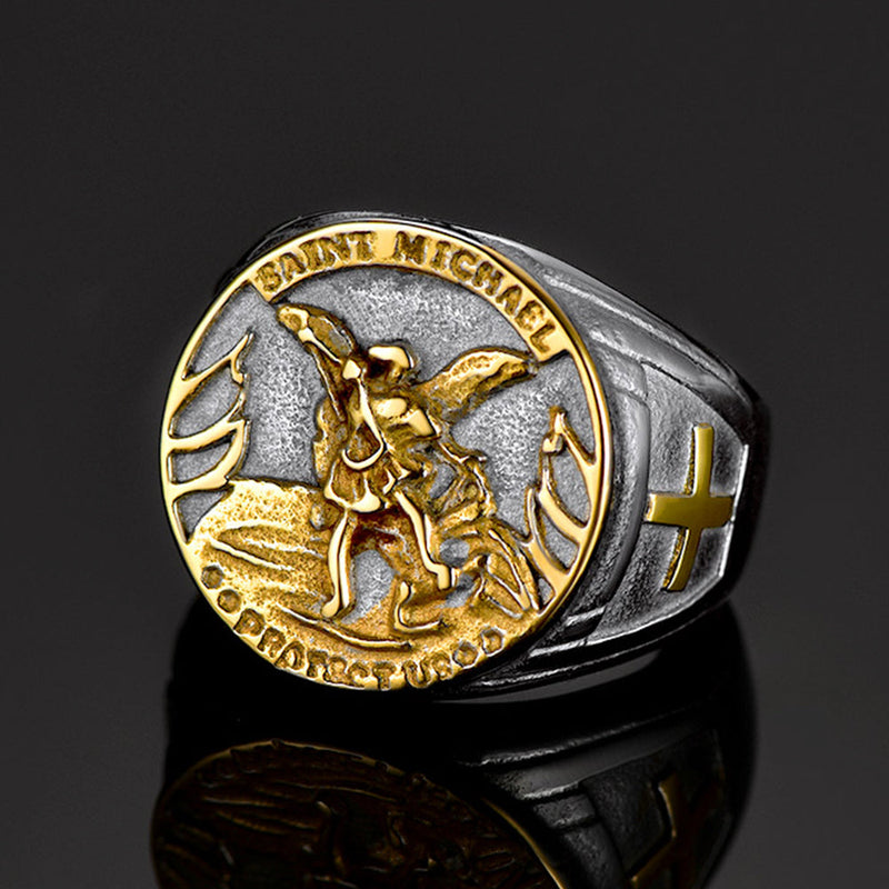 Christian Saint Michael Signet Ring for
