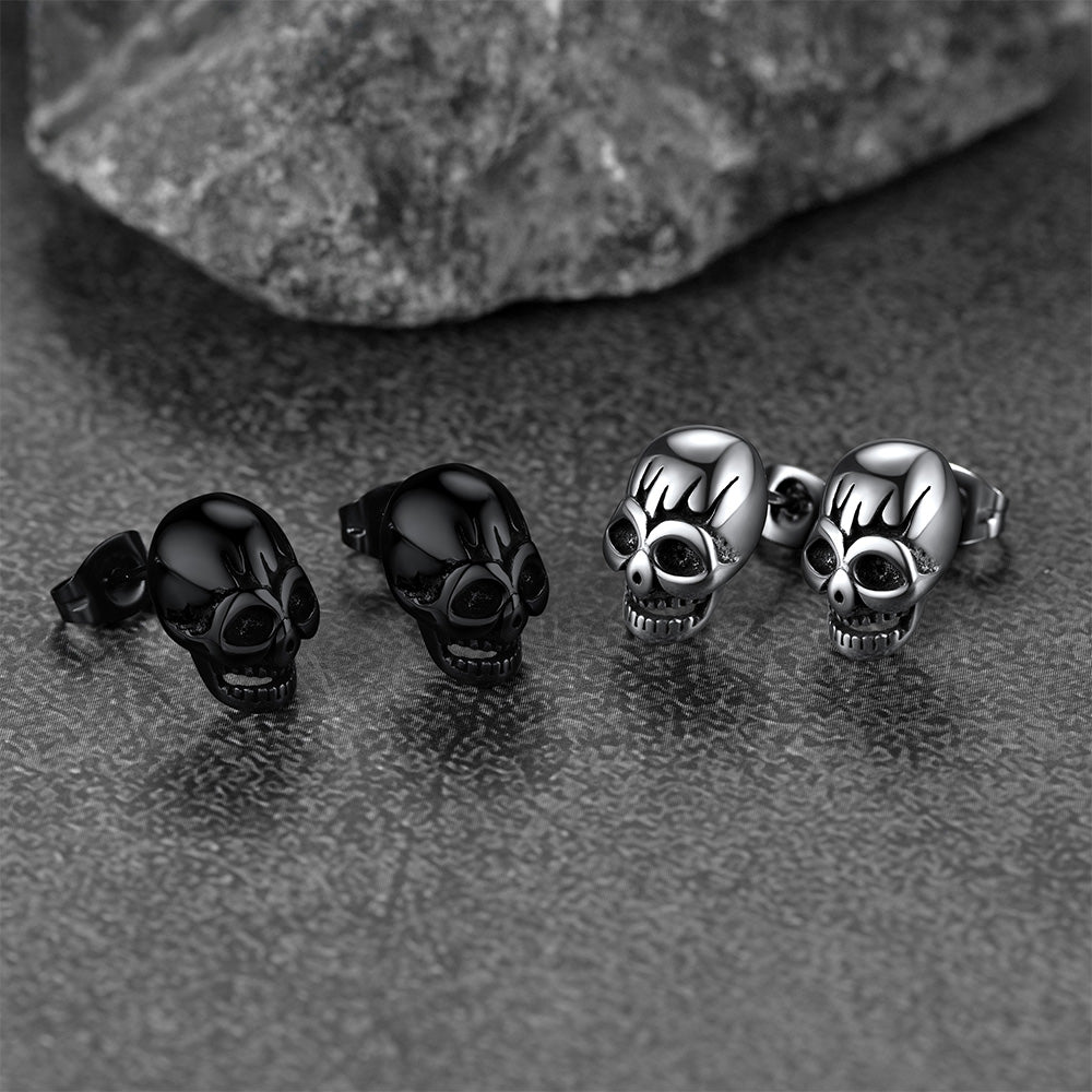 Gothic Skull Stud Earrings for Halloween Gift