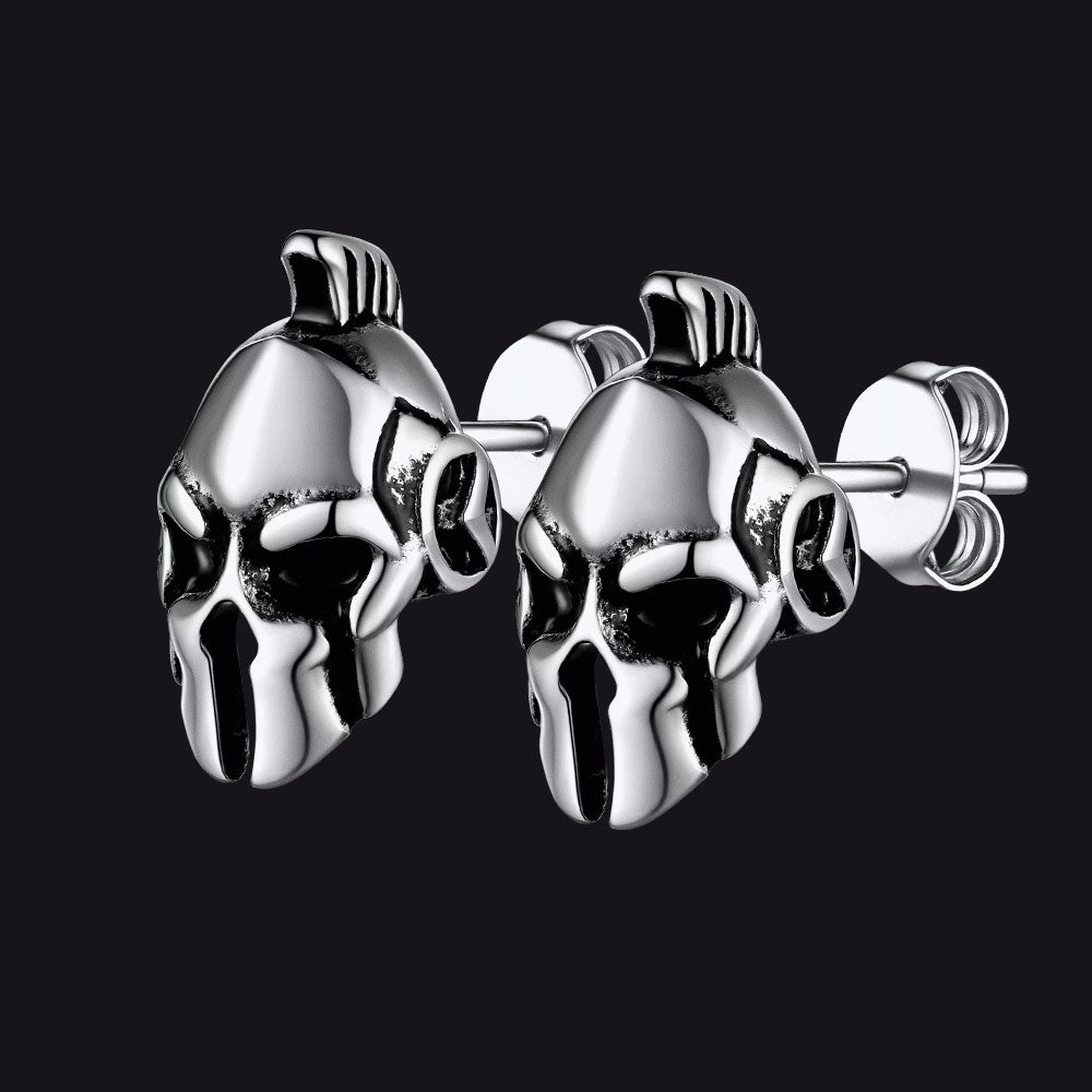 Ancient Greek Spartan Helmet Stud Earrings for