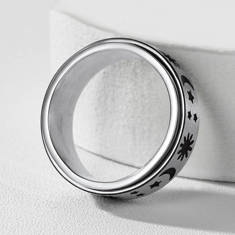 Faithheart Moon Star Sun Ring Fidget Ring for Anxiety