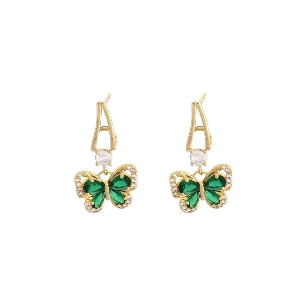 Goddess Whisper Emerald Butterfly Earrings