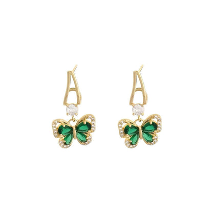 Goddess Whisper Emerald Butterfly Earrings