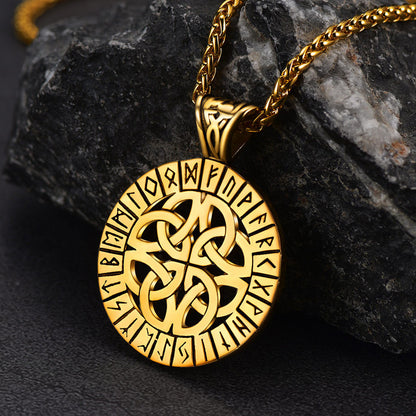Irish Celtic Knot Necklace With Viking Runes for