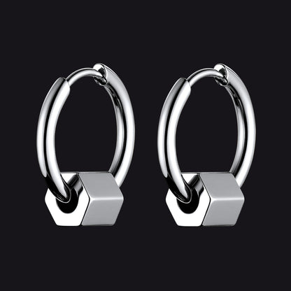 Flash Punk Hexagon Piercing Hoop Earrings for