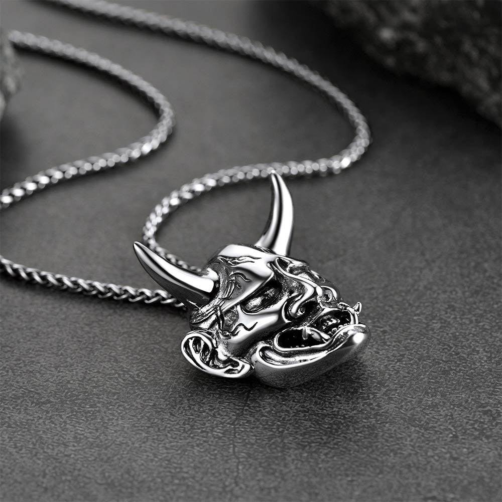 Faithheart Demon Hannya Mask Pendant Necklace for