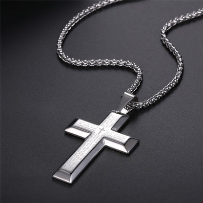 Christian Lord's Prayer Cross Necklace for