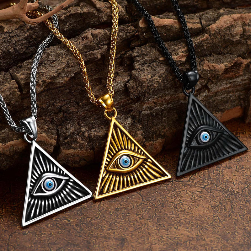 Triangle All Seeing Third Eye Pendant Necklace for