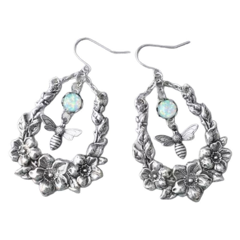 Sacred Bee Blossom Opal Earrings