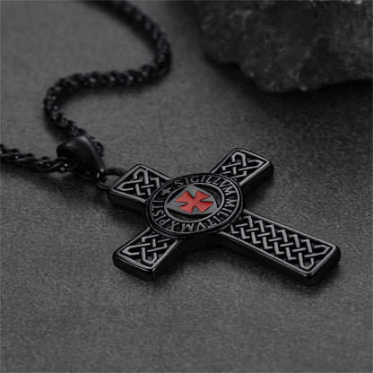 Knights Templar Celtic Cross Pendant Necklace for