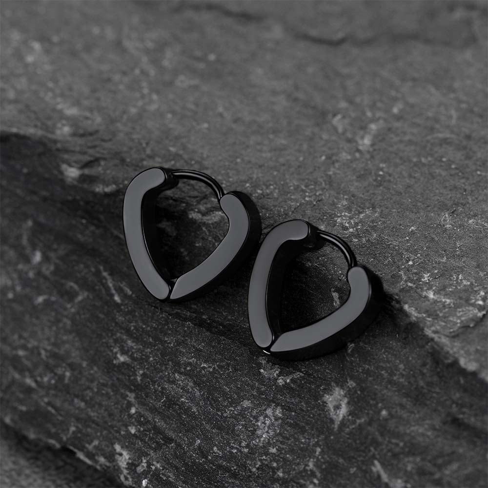 Flash Small Heart Piercing Huggie Hoop Earrings Set for 4 Pairs