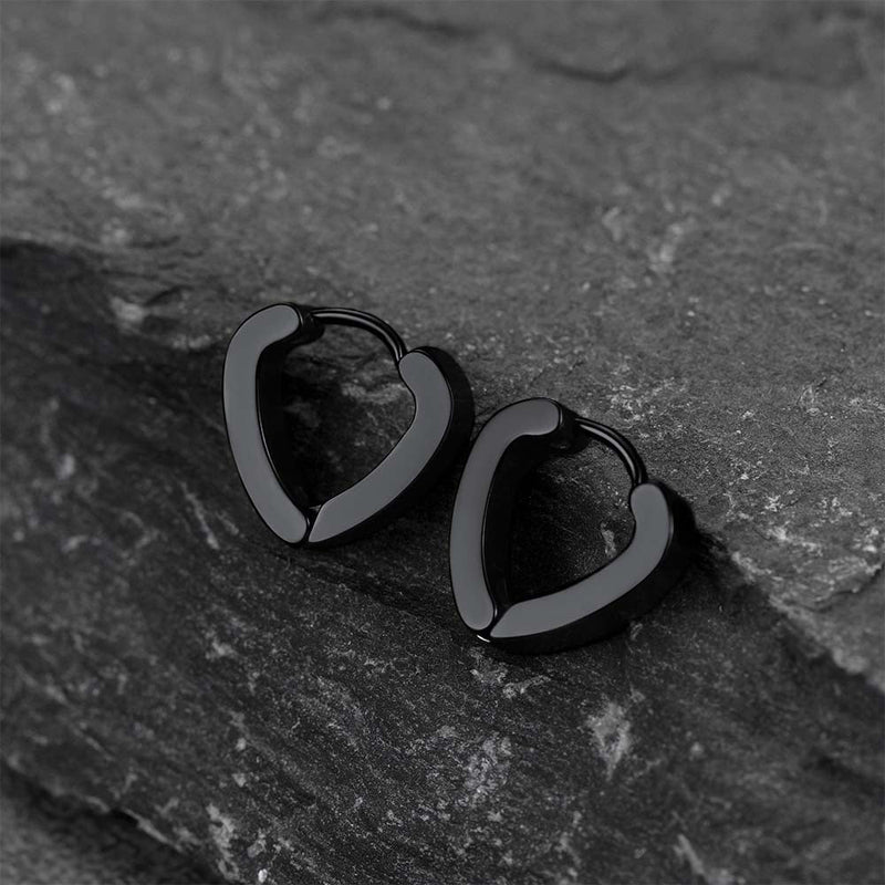 Flash Small Heart Piercing Huggie Hoop Earrings Set for 4 Pairs