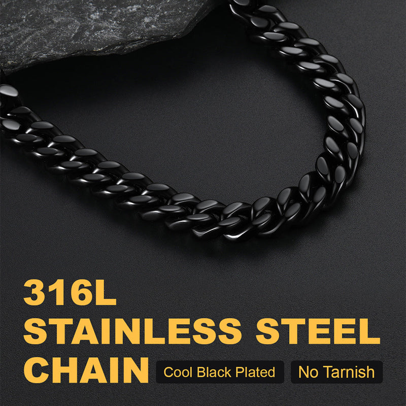 9mm Miami Cuban Link Chain Necklace Set for