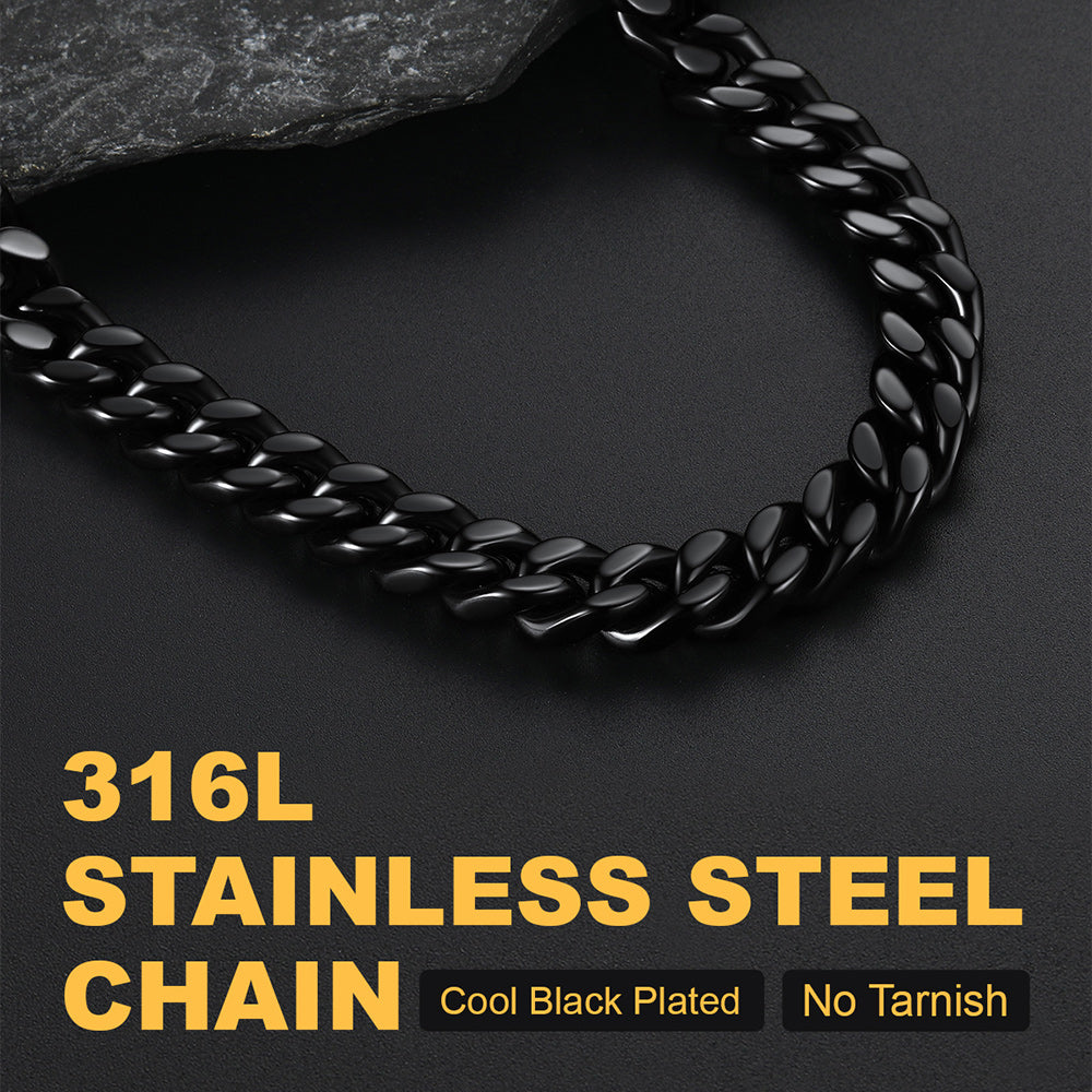 9mm Miami Cuban Link Chain Necklace Set for
