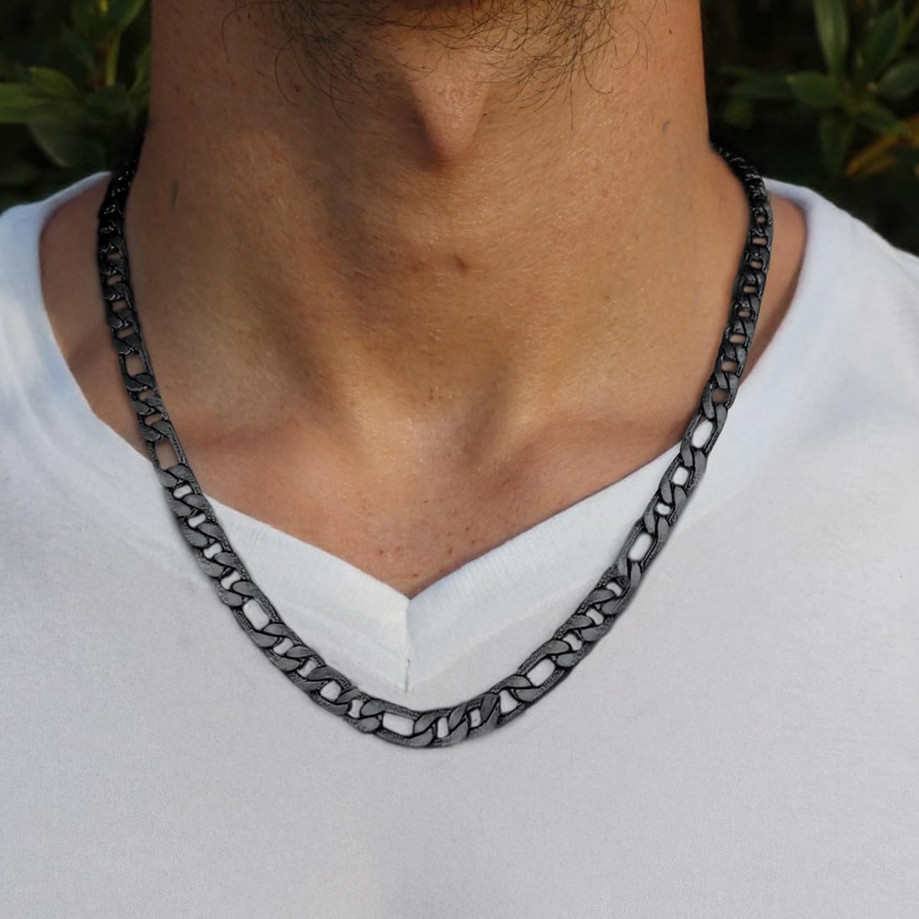 7mm Stainless Steel Figaro Link Chain Necklace for