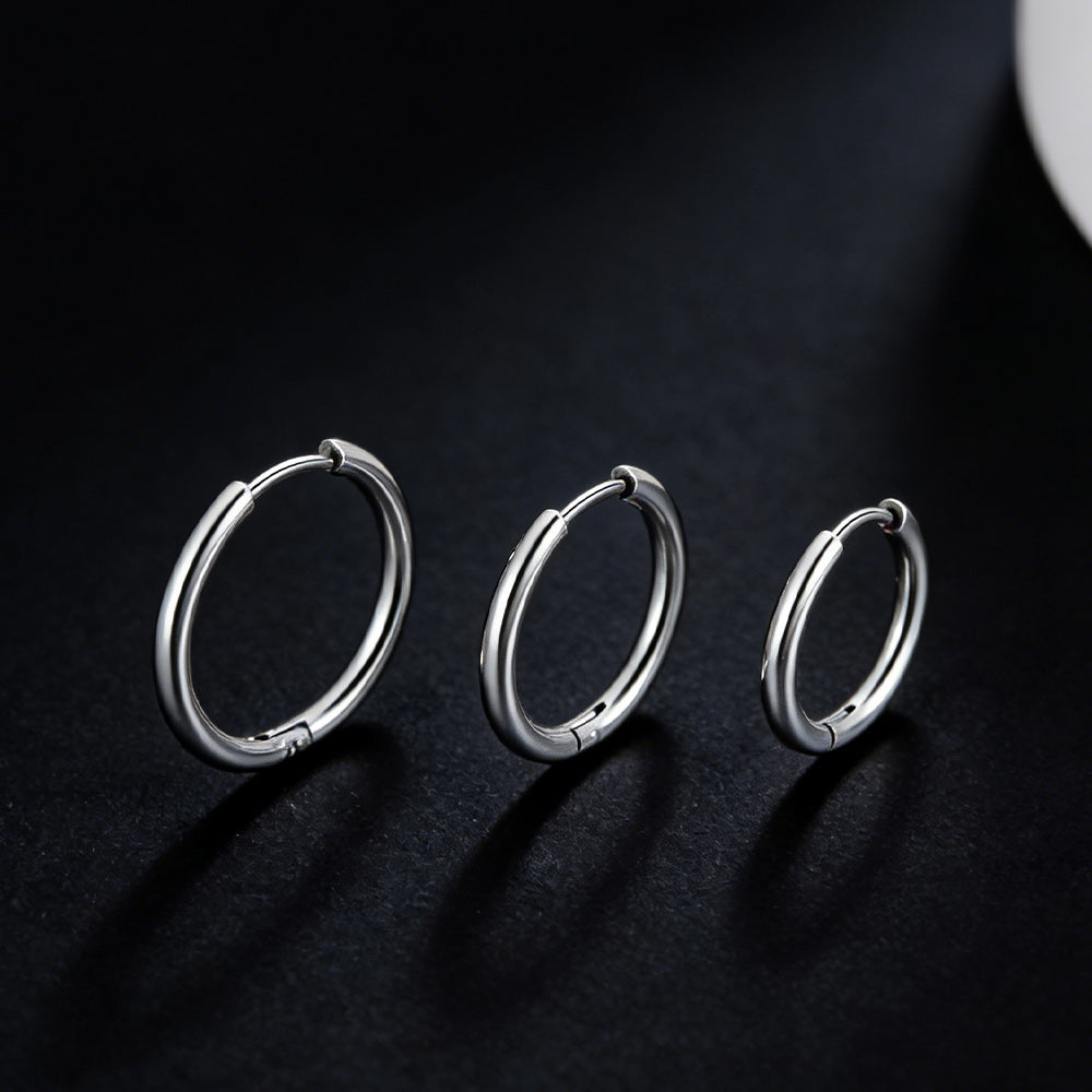 3 Pairs Simple Huggie Hoop Earrings Set 8/10/12 Mm Width