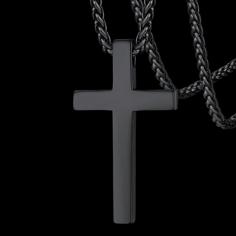 Christian Engraved Plain Cross Necklace Pendant for