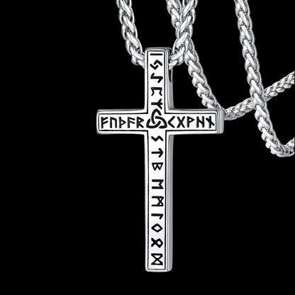 Viking Rune Cross Pendant Necklace for