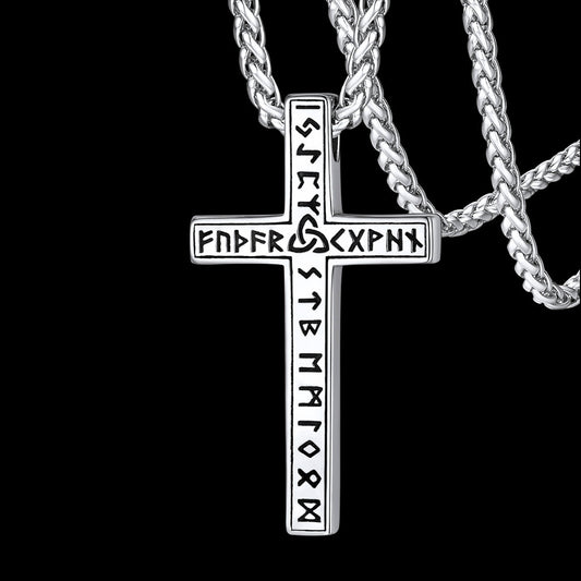 Viking Rune Cross Pendant Necklace for