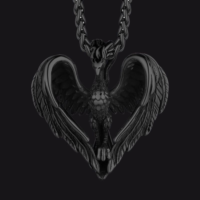 Phoenix Heart Pendant Necklace for