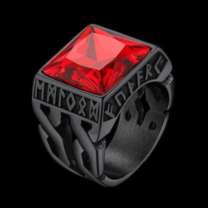 Custom Celtic Gemstone Ring With Runes for
