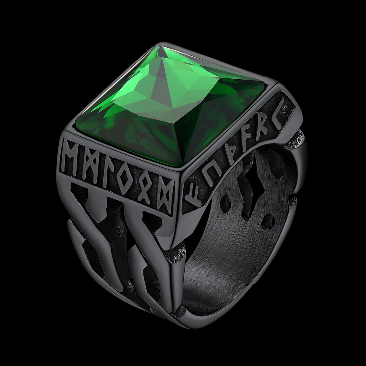 Custom Celtic Gemstone Ring With Runes for