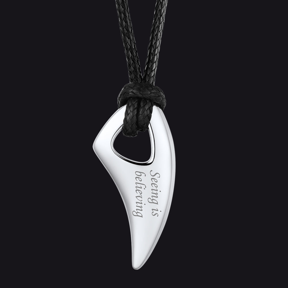 Norse Viking Wolf Tooth Spear Pendant Necklace for