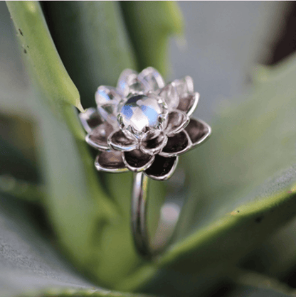 Moonstone Lotus Serenity Ring