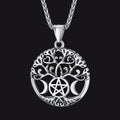 Pentacle Moon Tree of Life Necklace for