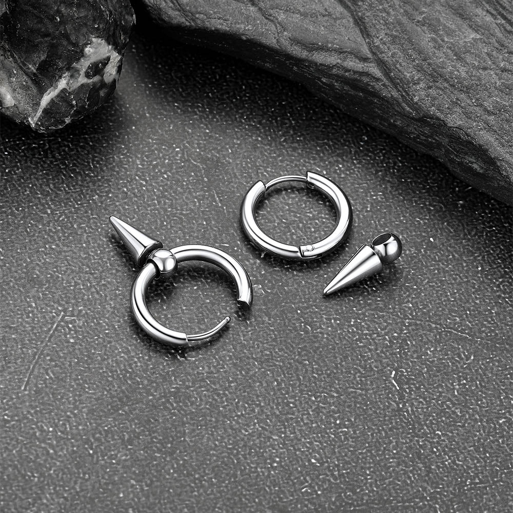 Punk Spike Huggie Hoop Earrings for
