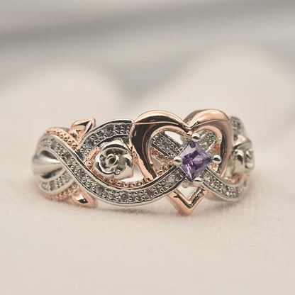 Love Heart Shaped Two-tone Ring
