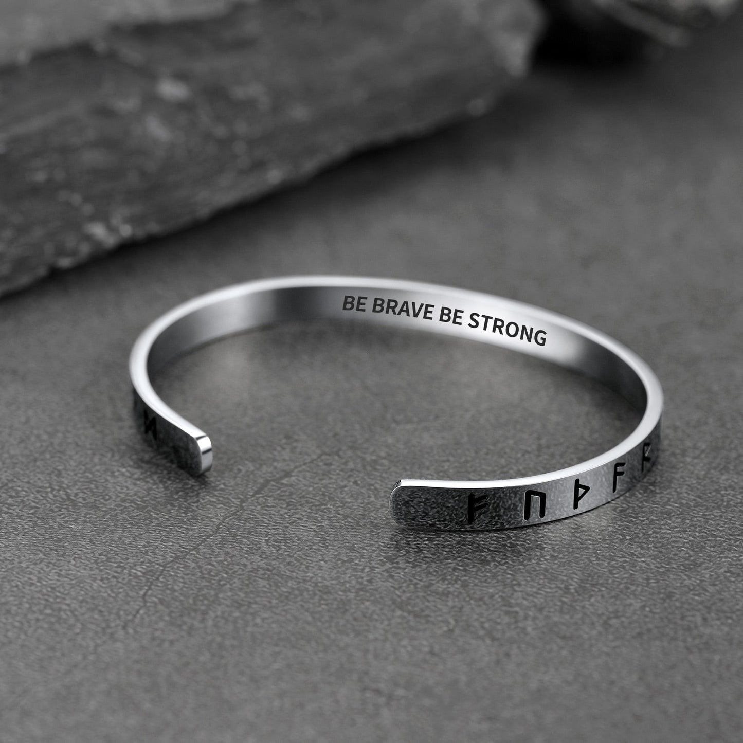 Norse Viking Runes Bangle Cuff Bracelet for
