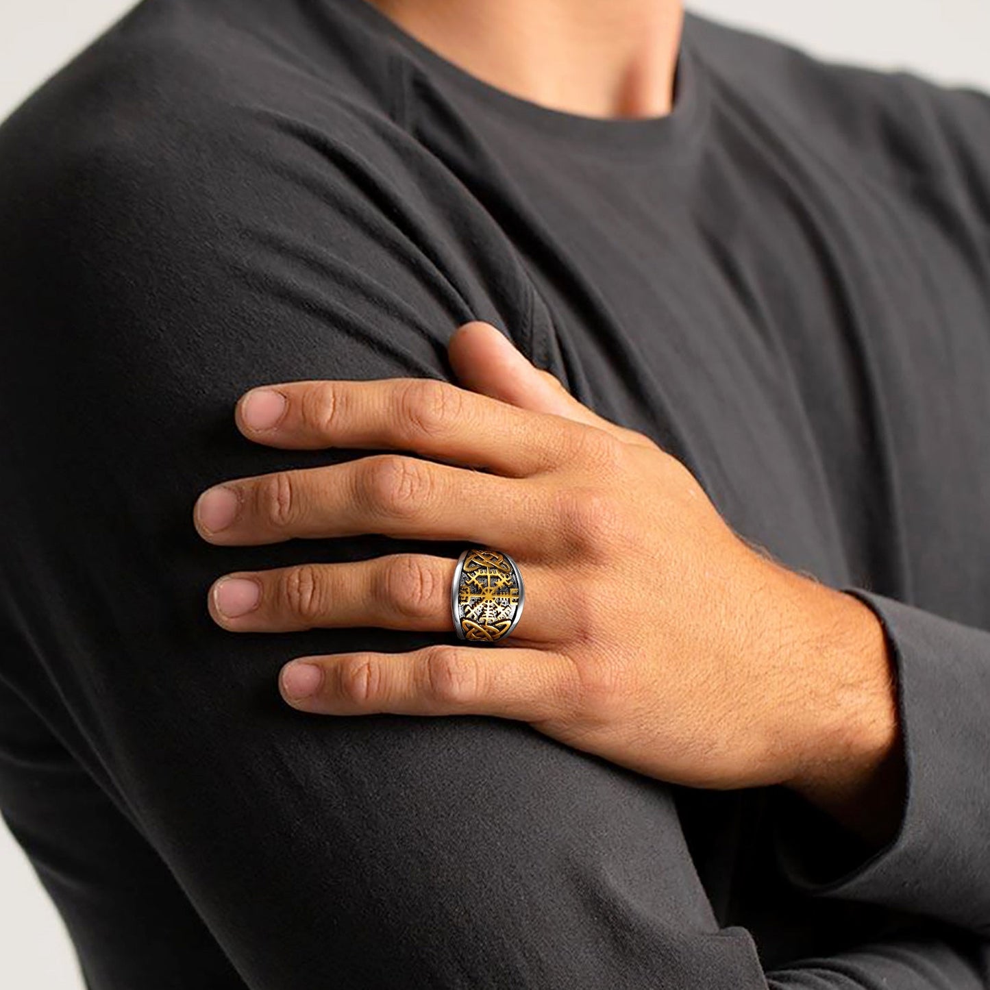 Viking Compass Ring With Celtic Knot for