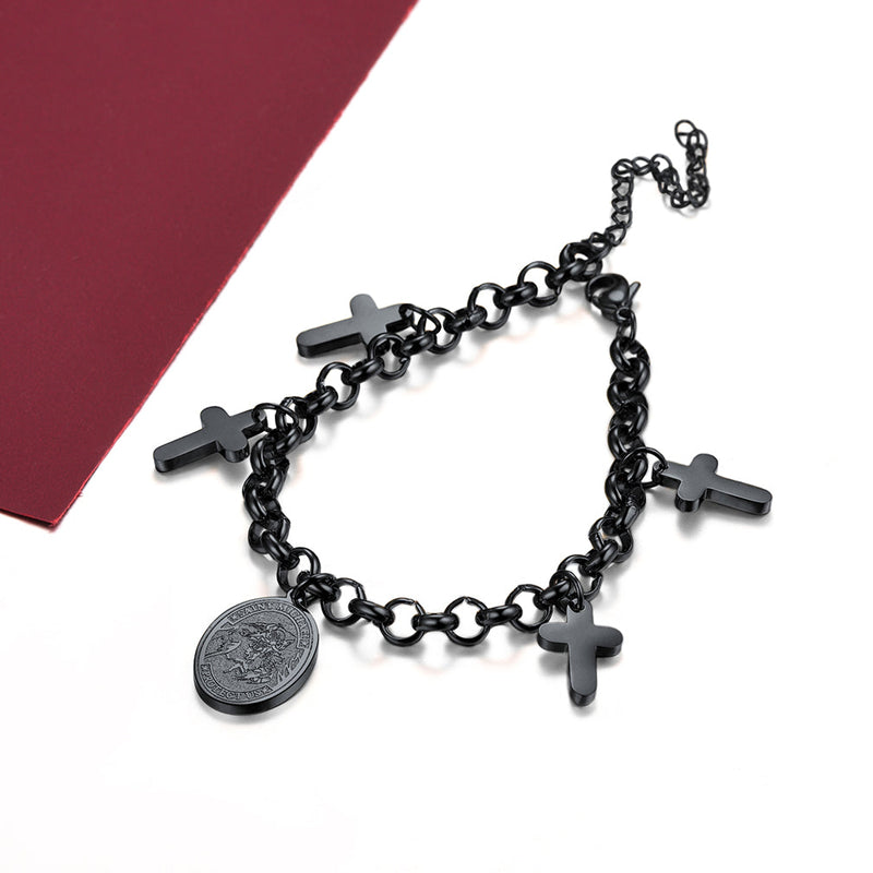 Patron St. Michael Charm Bracelet With Cross for