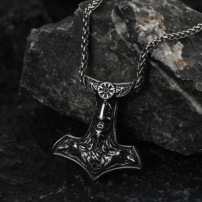Viking Thor's Hammer Necklace Odin Mjolnir Pendant for