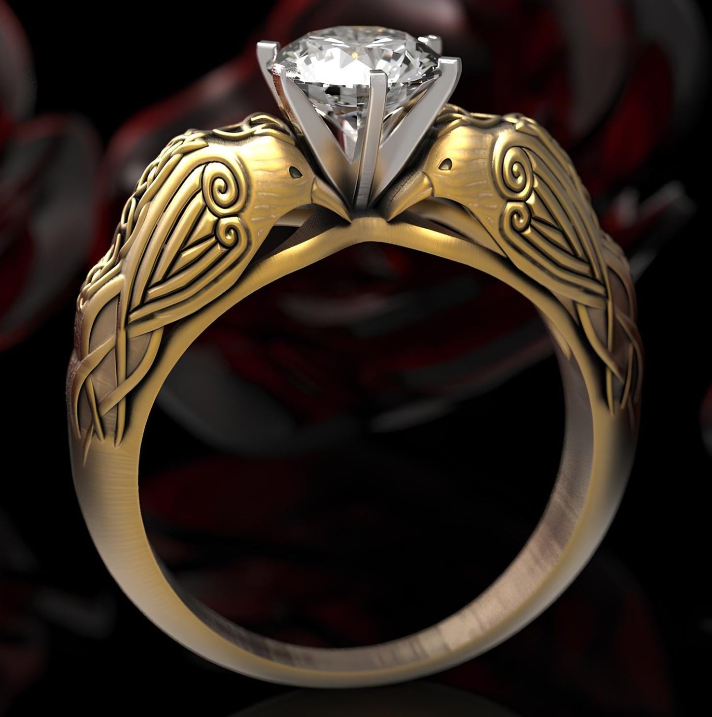 Celtic Crow Goddess Ring