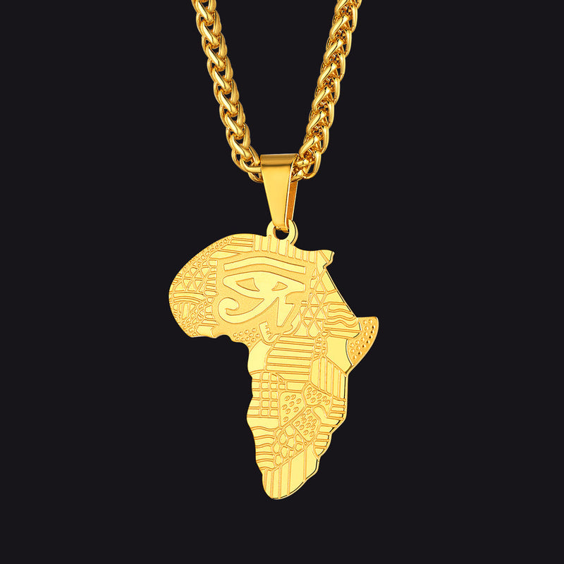 African Map Eye of Horus Necklace for
